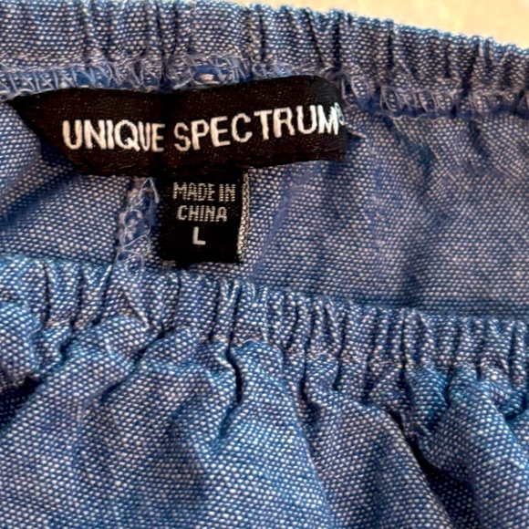 Unique Spectrum Blouse Lacey Cutouts Lightweight Denim Kimono/Bell Sleeves SZ L - Picture 8 of 9